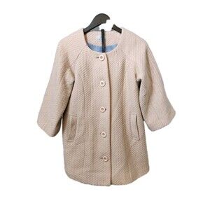 Kumikyoku Womens Size 4 Beige Coat 3/4 Sleeve Japanese Designer 90% Wool Classic
